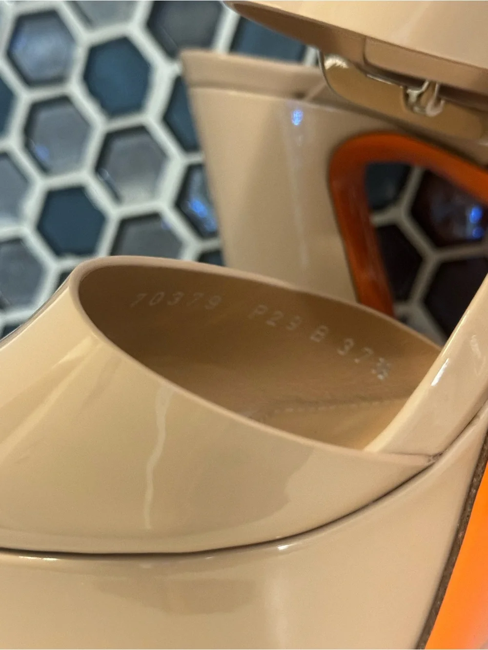 SANTONI Bruxel Nude Beige Platform Sandal, size 7.5
